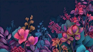 梦幻多彩花卉植物背景图