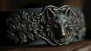 复古狼头雕花皮带扣