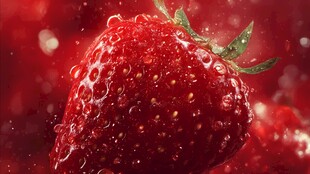 水润红草莓 晶莹水珠欲滴