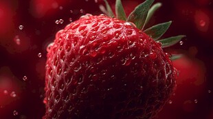 水润鲜红草莓特写