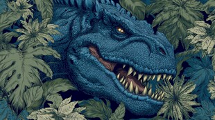 丛林中的蓝色凶猛恐龙