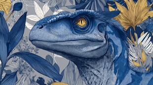 蓝龙置身繁茂植物间