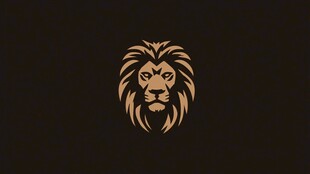 金色雄狮头像标志设计