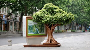 城市街头创意树形景观装置