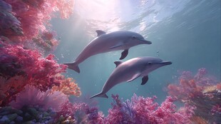 梦幻海底双海豚畅游图景