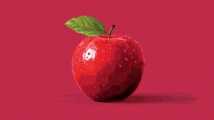 红苹果配绿叶 清新画面