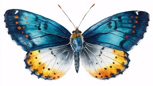 水彩绘华美蝴蝶