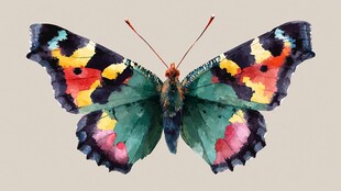 多彩水彩蝴蝶艺术插画