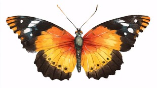 橙黑相间美丽蝴蝶特写