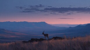 黄昏旷野上的孤独羚羊