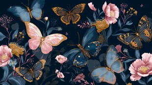 蝶舞繁花 梦幻花卉蝴蝶图