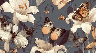 复古风花卉蝴蝶图案背景