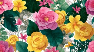 缤纷花卉水彩图案背景