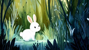 森林中的可爱白兔