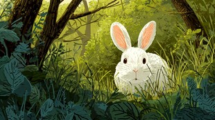 森林中的可爱白兔