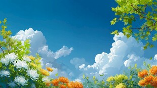 蓝天繁花 春日梦幻景致