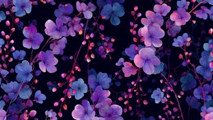 梦幻紫蓝花卉背景图案