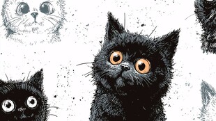 可爱黑猫插画图案集合