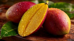 新鲜诱人的红皮芒果