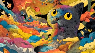 奇幻世界中的多彩猫咪