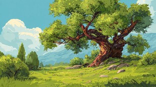 原野巨树绘就自然美景