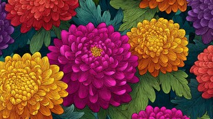 多彩菊花绽放的美丽图景