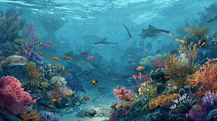 梦幻海底世界缤纷珊瑚鱼群