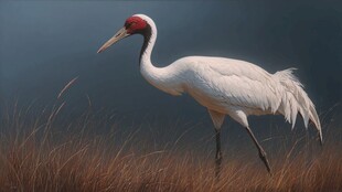 丹顶鹤漫步于荒野