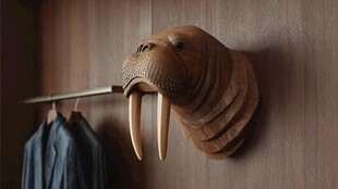 海象木雕壁挂 独特装饰品