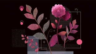 粉色花卉几何抽象艺术图