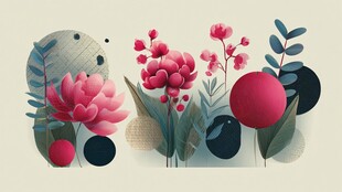 粉色花卉插画图案设计