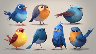 可爱多彩小鸟插画集合