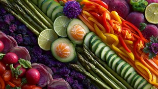 缤纷多彩的新鲜蔬菜拼盘