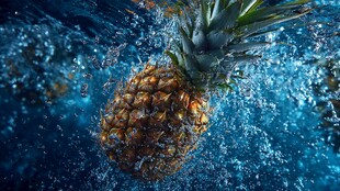 菠萝入水瞬间奇幻景象