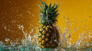 菠萝入水溅起绚丽水花