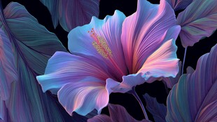 梦幻紫蓝木槿花绽放