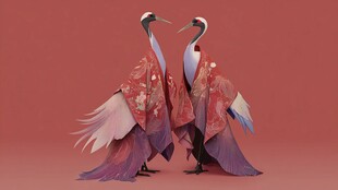 双鹤着华裳 尽显东方韵