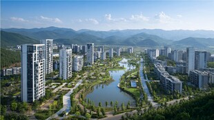 湖畔都市景观 宜居新画卷