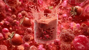 草莓果汁飞溅的视觉盛宴