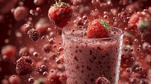 草莓果昔 鲜果飞溅的诱惑