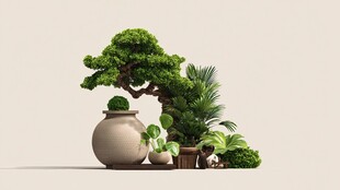 精致盆景组合绿植展示