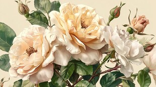 复古风柔美盛开的月季花