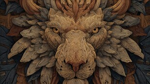 木雕雄狮 精致的野性之美