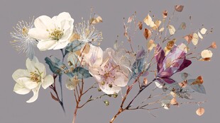 梦幻手绘风花卉组合