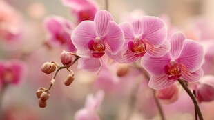 娇艳粉色蝴蝶兰特写