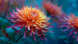 绚丽多彩的菊花绽放瞬间