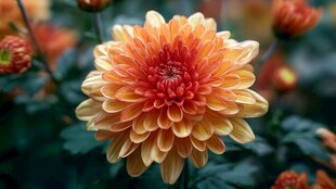 橘黄色菊花特写绽放之美