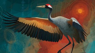 丹顶鹤展翅 奇幻艺术图景