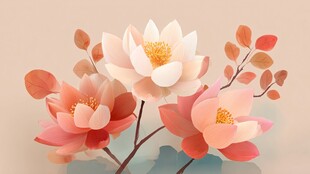 唯美手绘风粉色系花朵插画