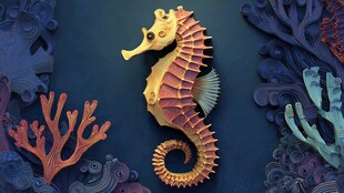 立体纸艺海马的海底世界